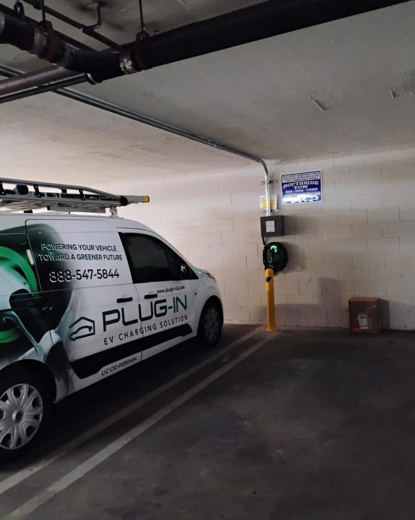 The Plug-In EV Charging Solution service van at a job site